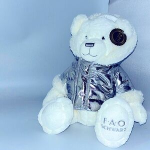 F.A.O Schwarz Polar Bear with removable silver Puffy Jacket